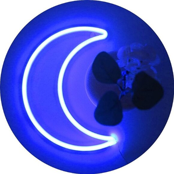 NEW LED Blue Moon Neon Light, Cute Neon Moon Sign, - Picture 4 of 10